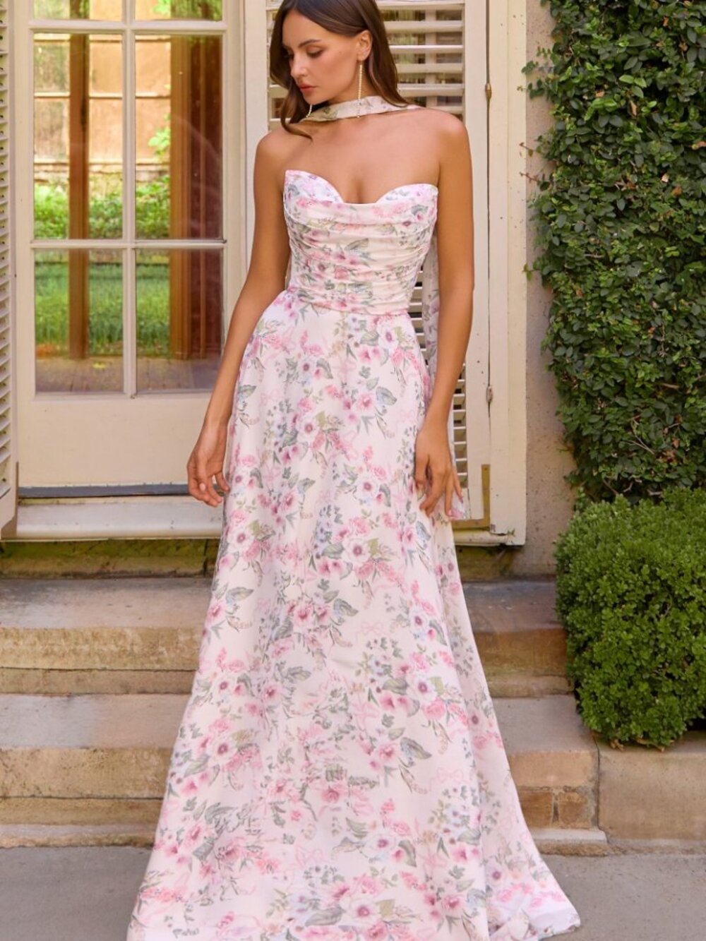 NEW PINK Evening Gown Floor Length Formal Elegant Stunning T717